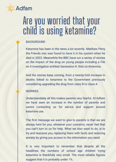 Are you worried that your child is using ketamine?